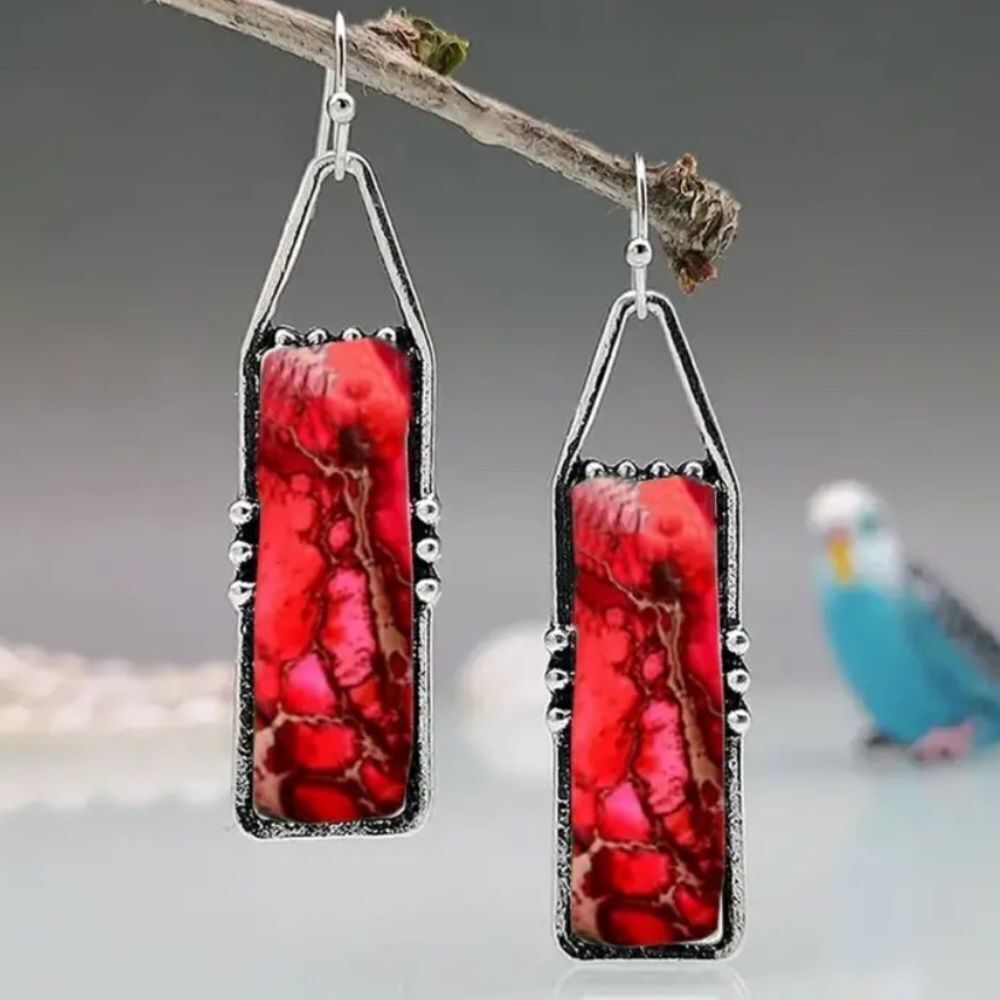 ✨🆕✨ Bohemian Red Geometric Dangle Earrings✨